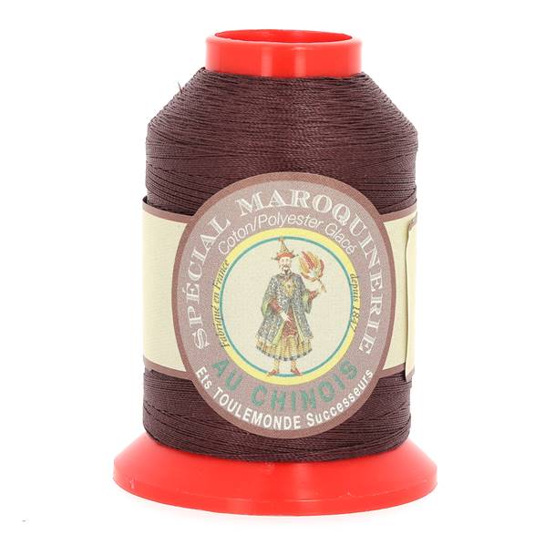 Bobine de fil polyester coton spécial maroquinerie - 28/2 - 0,38mm Terre 369