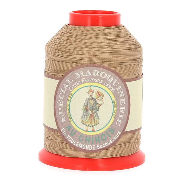 Bobine de 500m de fil polyester coton spécial maroquinerie - 28/4 - 0,52mm Beige 185