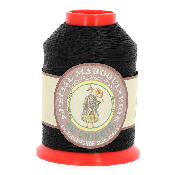 Bobine de 500m de fil polyester coton spécial maroquinerie - 28/4 - 0,52mm Noir 180