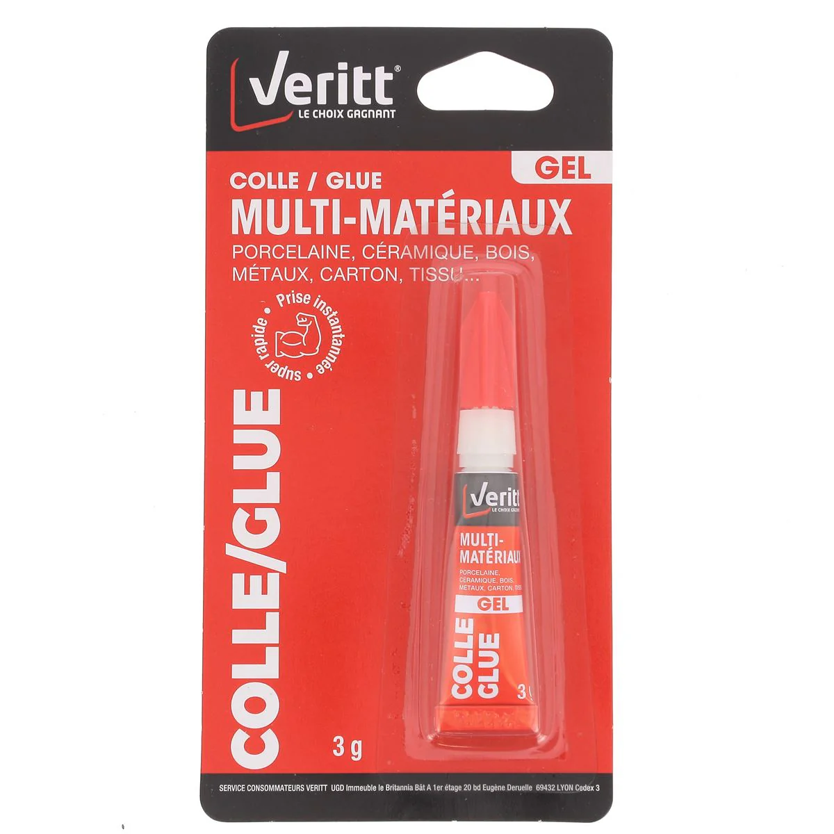 Colle super forte instantanée gel - tube 3g - colle cyanoacrylate Veritt