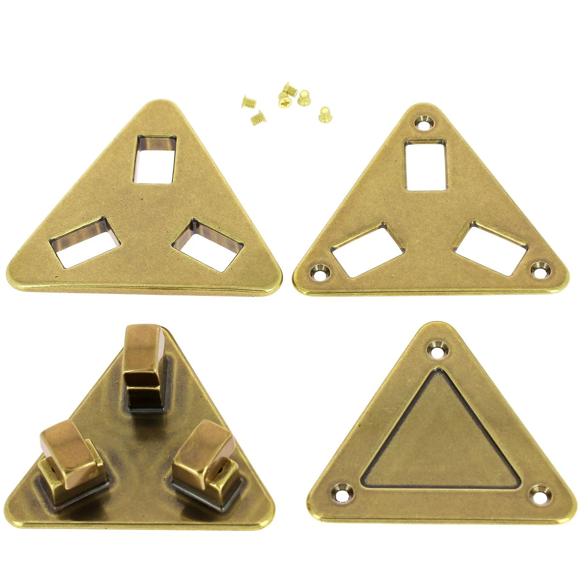 Grand fermoir pour sac triangle avec 3 tourniquets - 76x68mm - Image 5