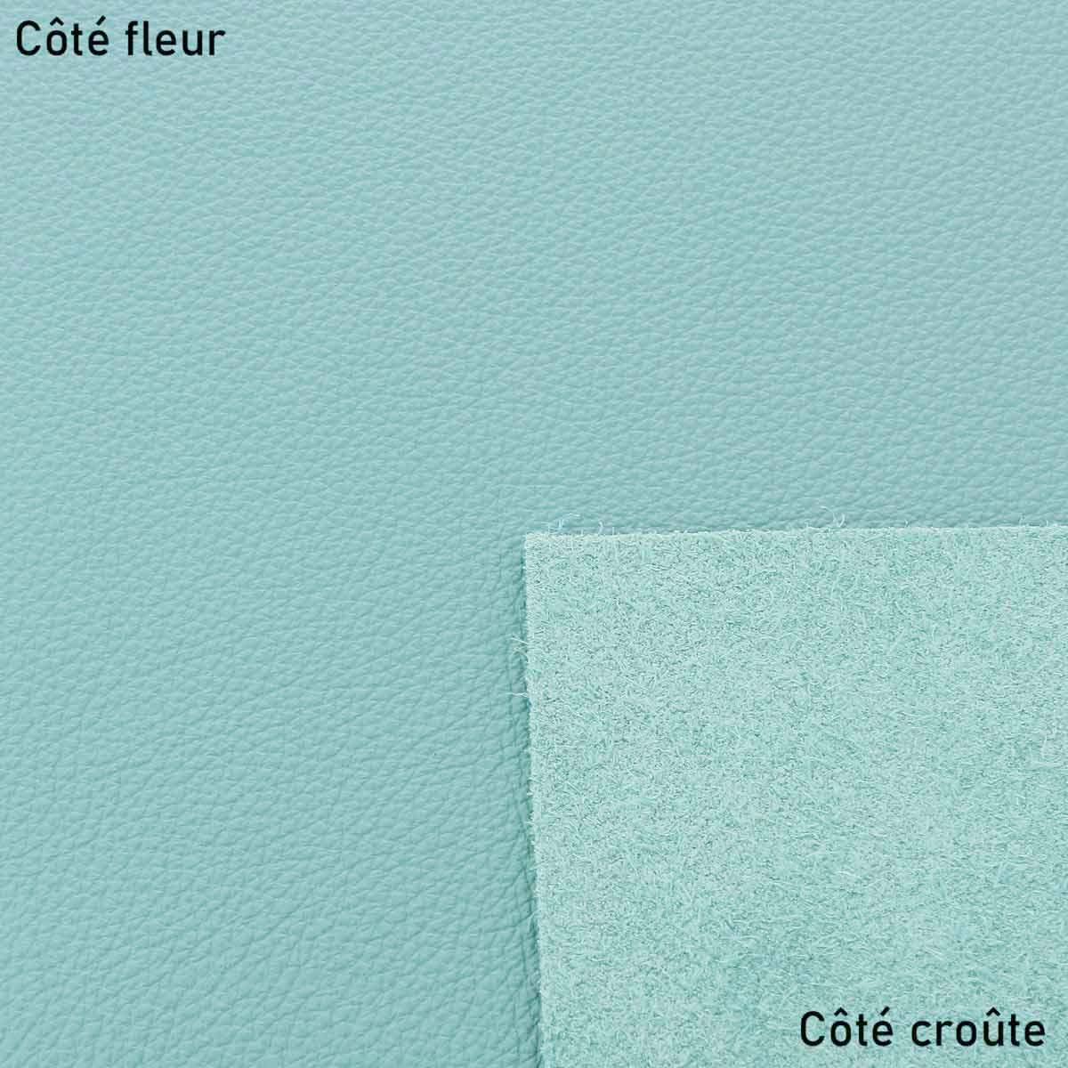 Grand morceau de cuir de vachette GRANITE - BLEU PASTEL - Image 2