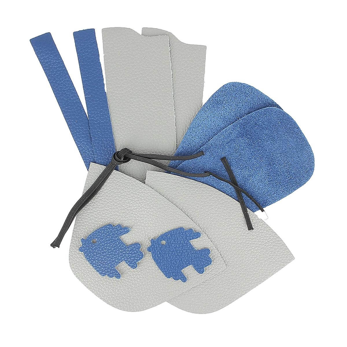 Kit chaussons en cuir pour bébé avec Poisson - Gris souris & Bleu océan - Image 2