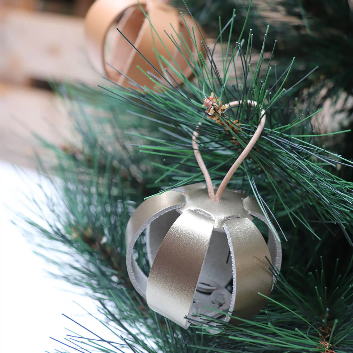 Kit DIY - Boule de noël en cuir à assembler - BLEU - Image 6