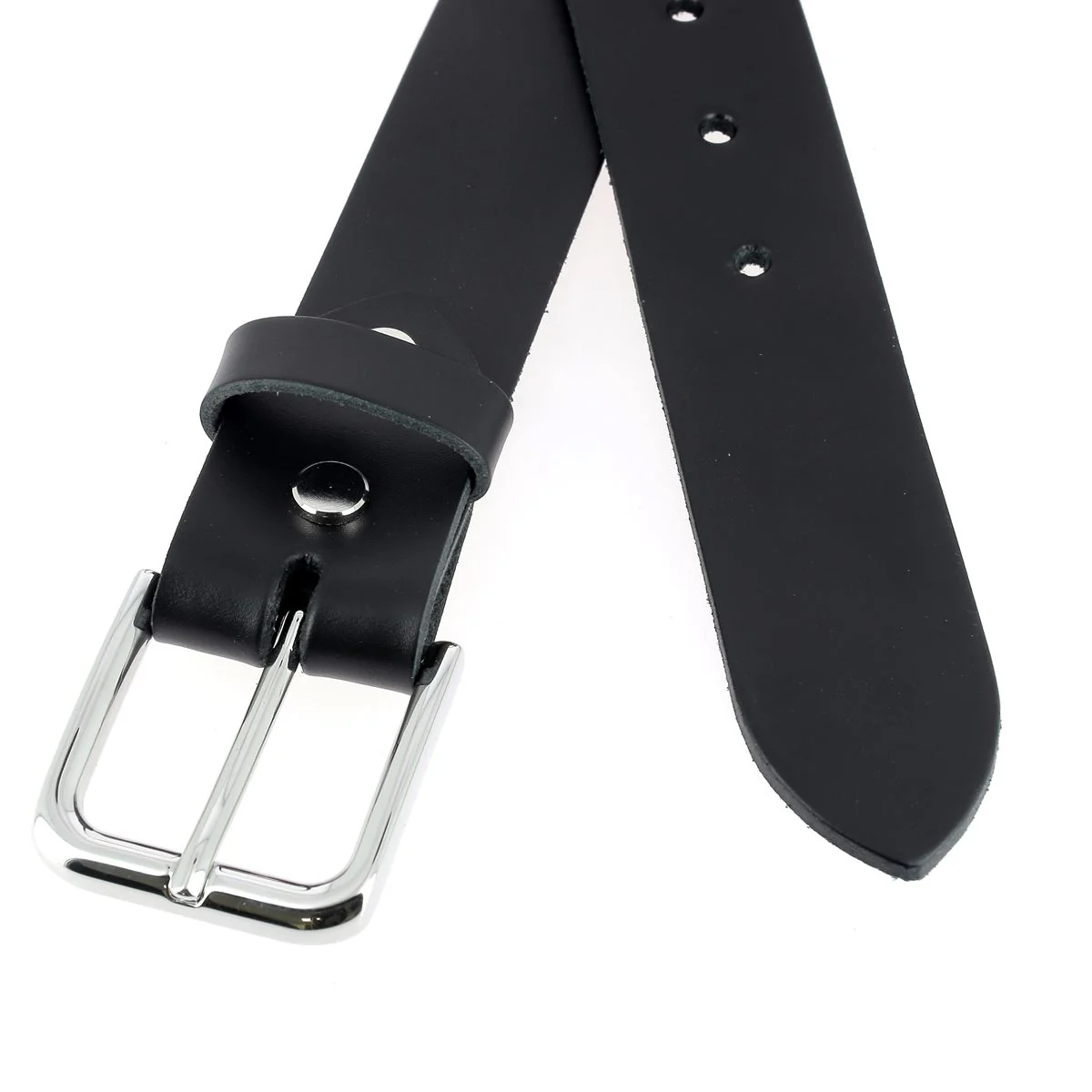 Kit DIY - Ceinture en cuir sans couture - NOIR - Épaisseur 3,1mm - Vis chicago Nickelé - Image 2