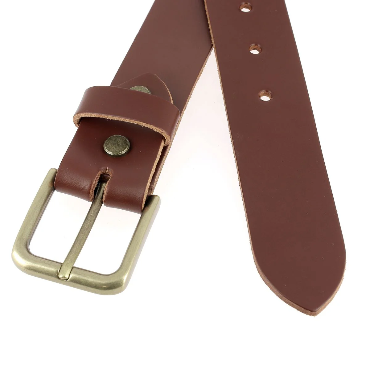 Kit DIY - Ceinture en cuir sans couture - NOISETTE - Épaisseur 3,1mm - Vis chicago Laiton Vieilli - Image 2
