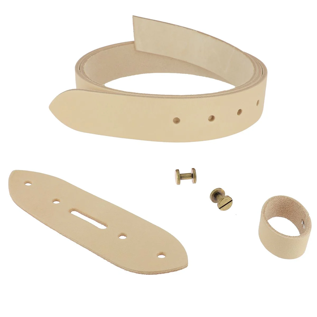 Kit DIY - Ceinture en cuir sans couture - NATUREL - Épaisseur 3,5mm - Vis chicago Laiton Vieilli