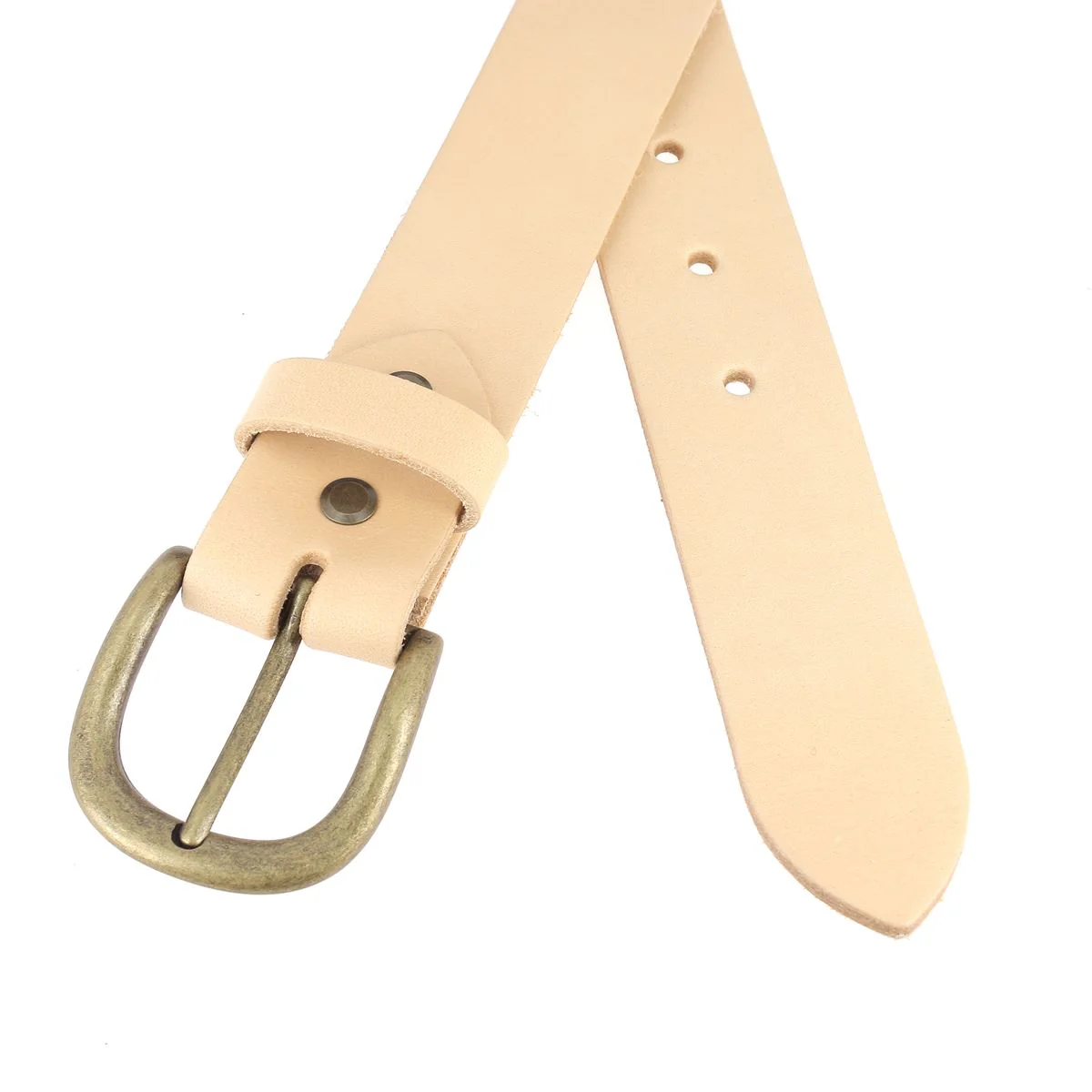 Kit DIY - Ceinture en cuir sans couture - NATUREL - Épaisseur 3,5mm - Vis chicago Laiton Vieilli - Image 2