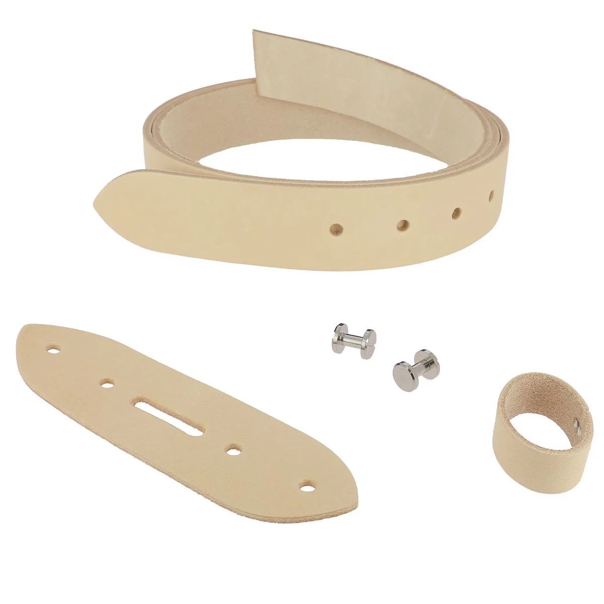 Kit DIY - Ceinture en cuir sans couture - NATUREL - Épaisseur 3,5mm - Vis chicago Nickelé