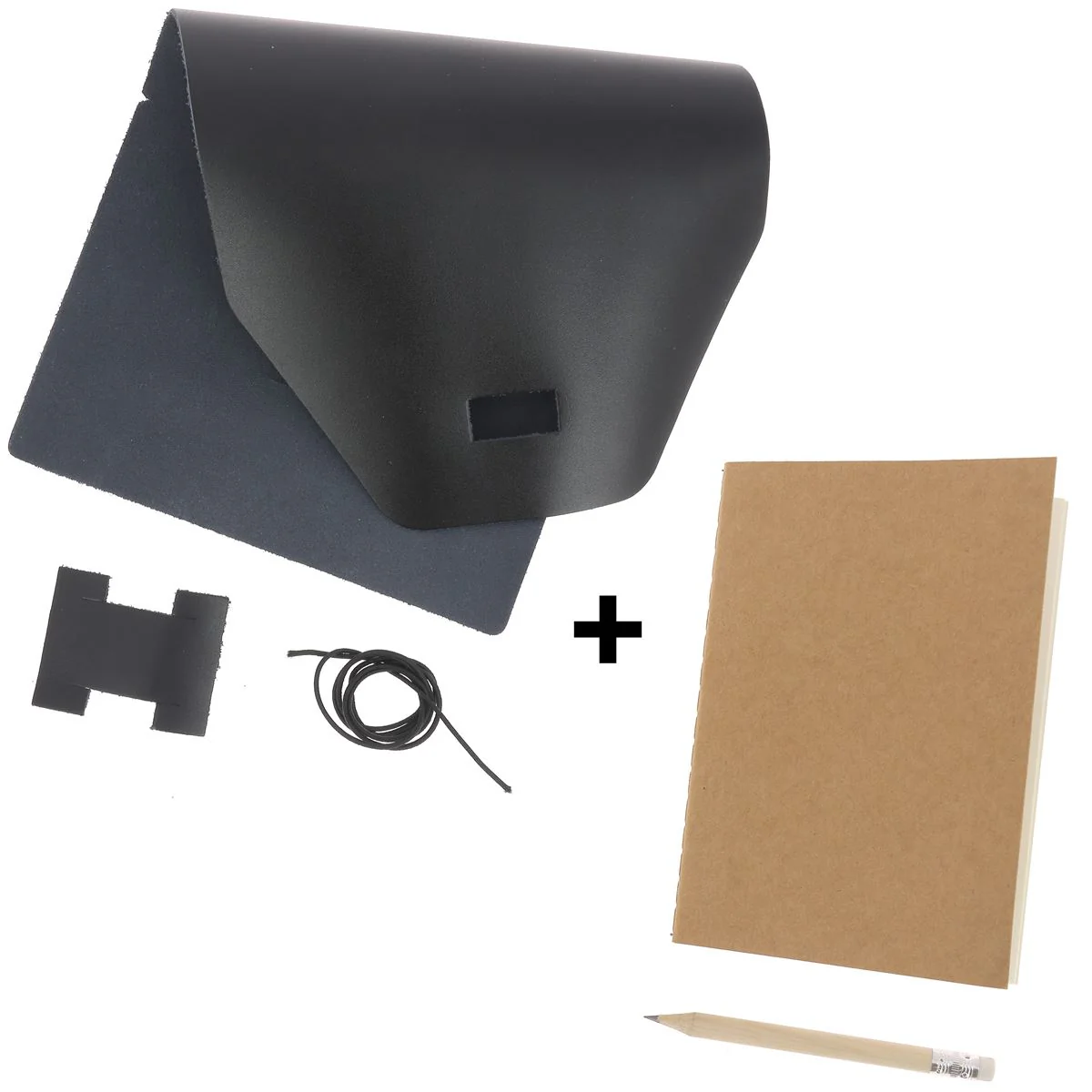Kit DIY Protège carnet en cuir pleine fleur lisse A6 - NOIR P55 - Image 5