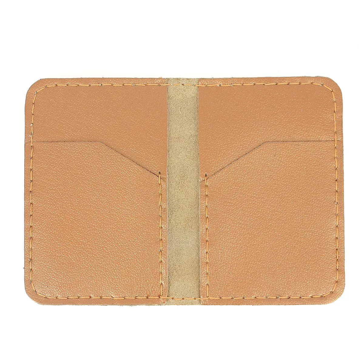 KitenCuir Porte Cartes double Cuivre rosé - Fil Beige