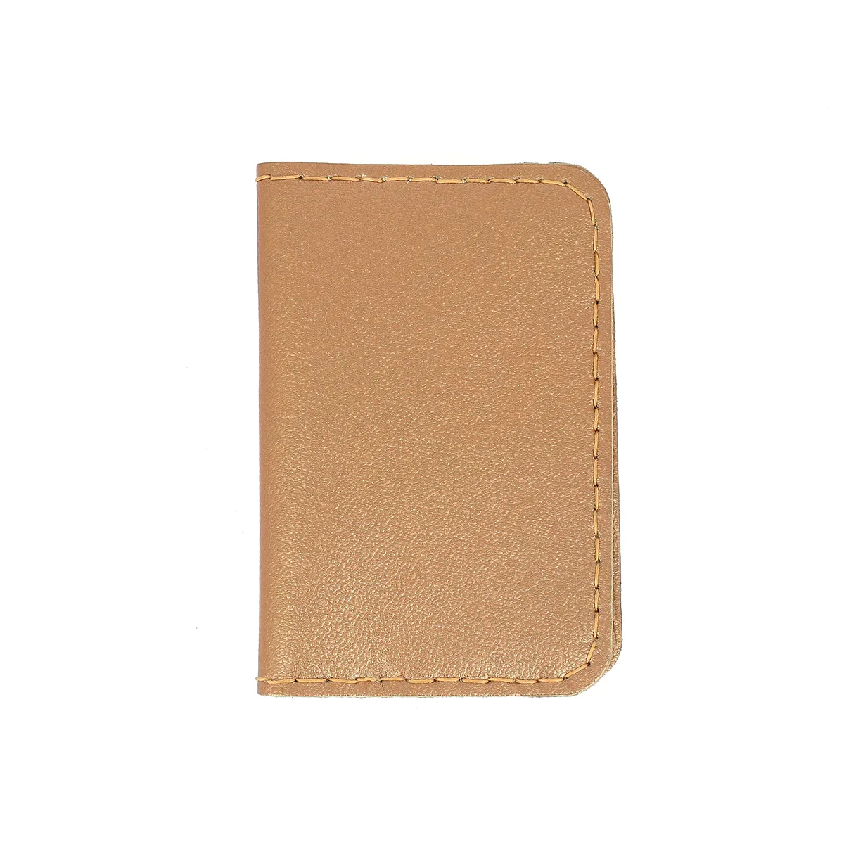 KitenCuir Porte Cartes double Cuivre rosé - Fil Beige - Image 2