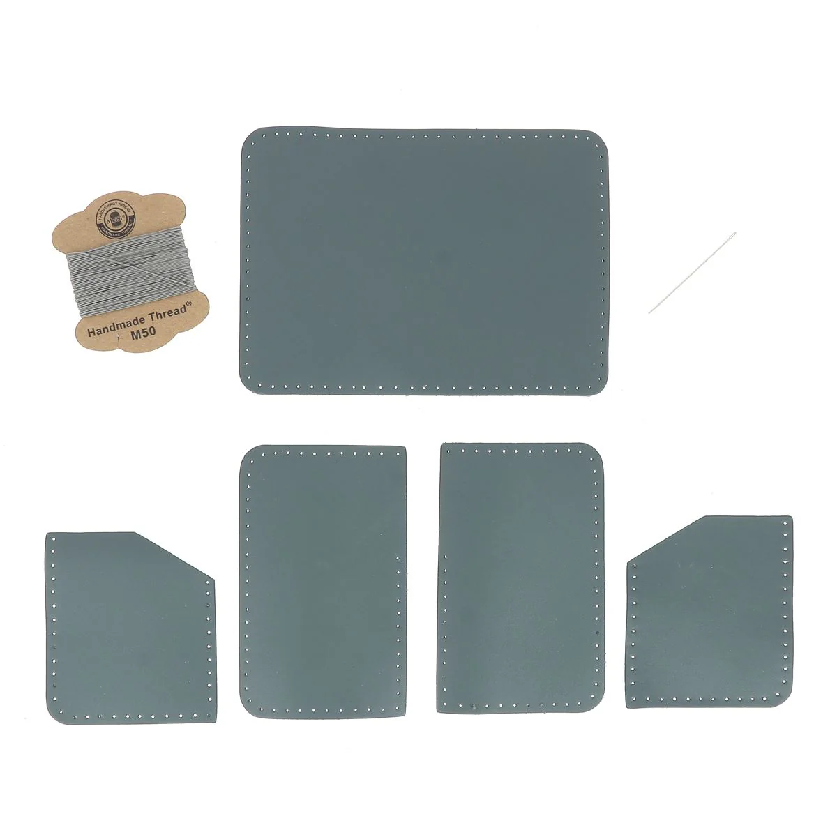 KitenCuir Porte Cartes double Gris - Fil Gris - Image 2