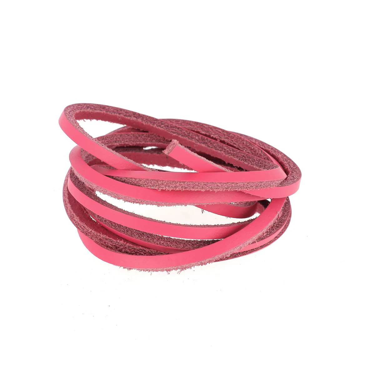 Lacet en cuir Carré - Largeur 2,8mm - Longueur 1,20m - ROSE FUCHSIA