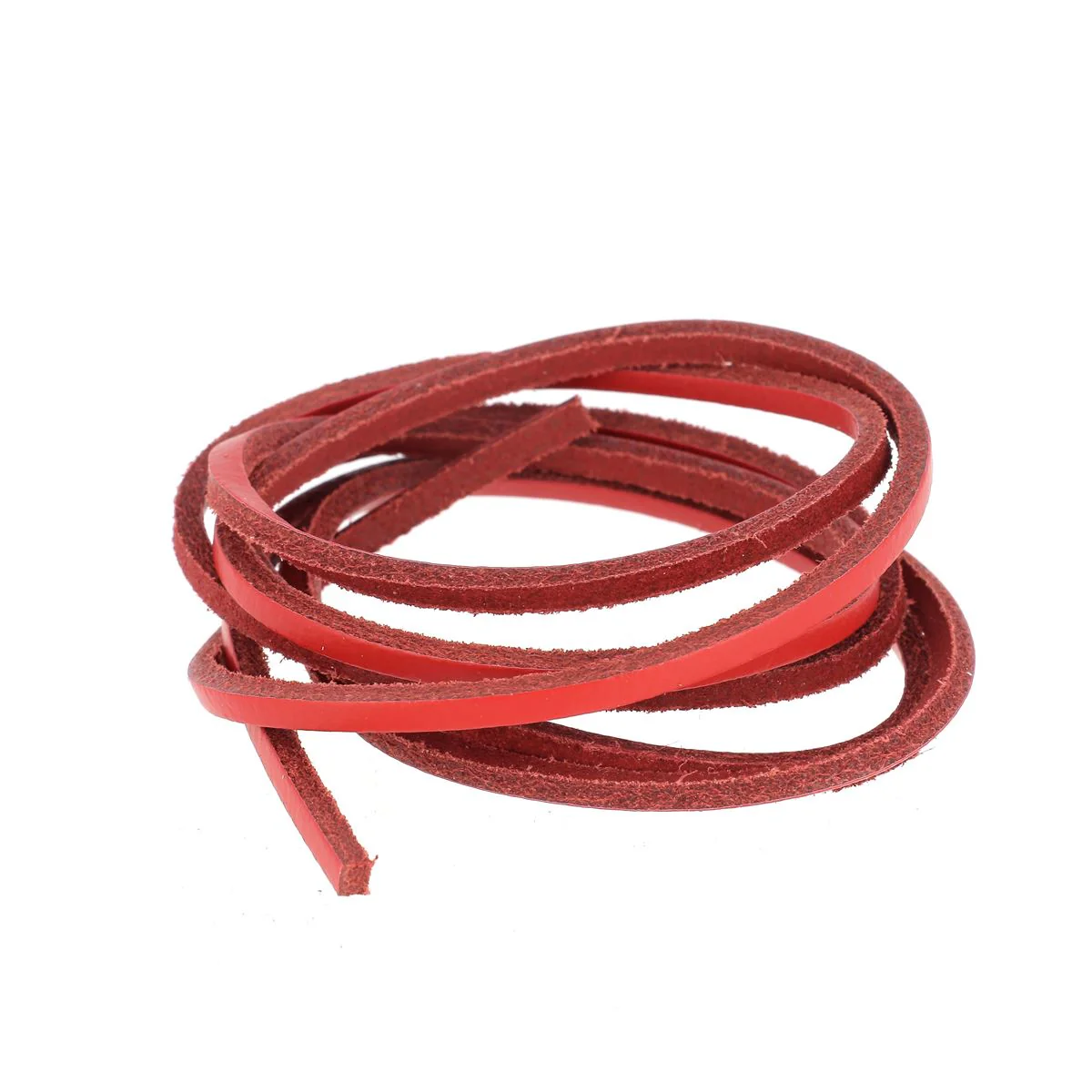 Lacet en cuir Carré - Largeur 2,8mm - Longueur 1,20m - ROUGE