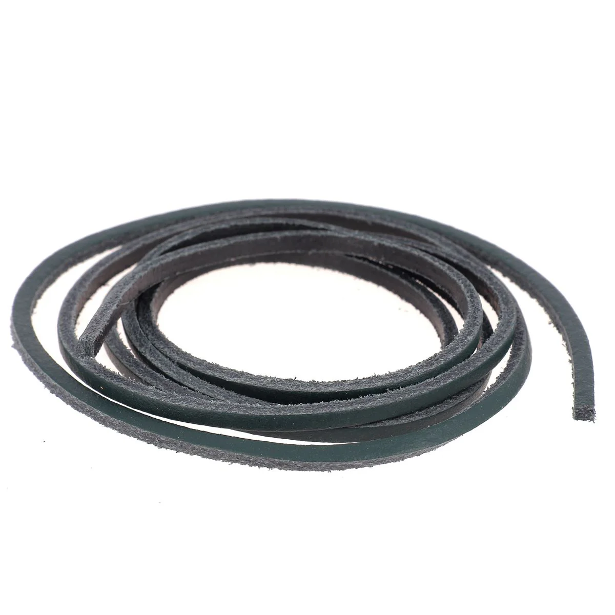 Lacet en cuir Carré - Largeur 2,8mm - Longueur 1,20m - VERT FONCÉ