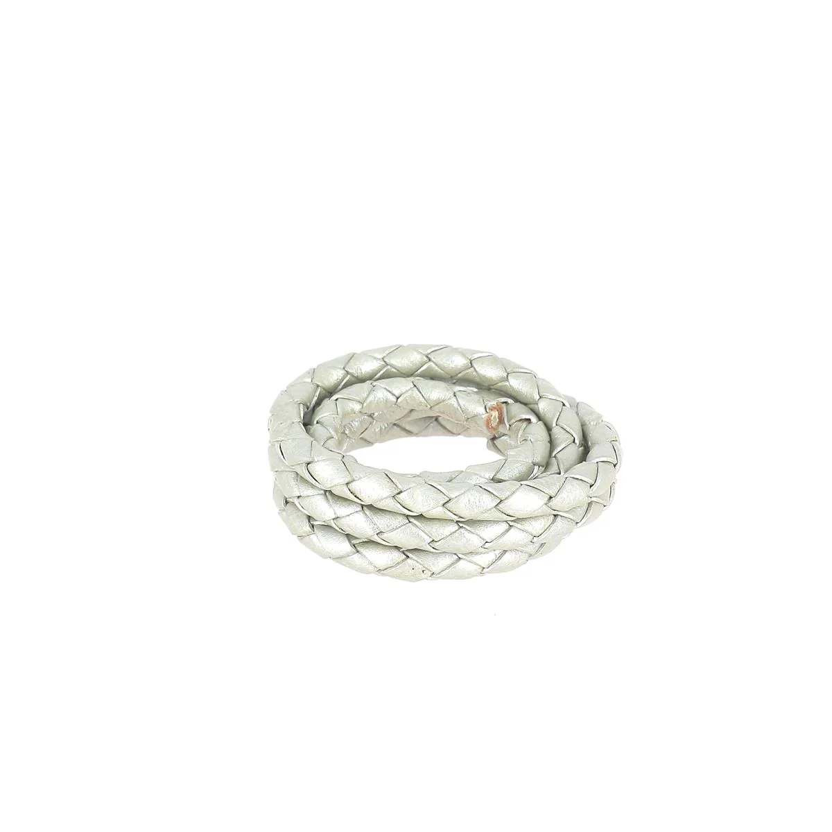 Lacet en cuir pigmenté Rond tressé - ARGENT - Image 6