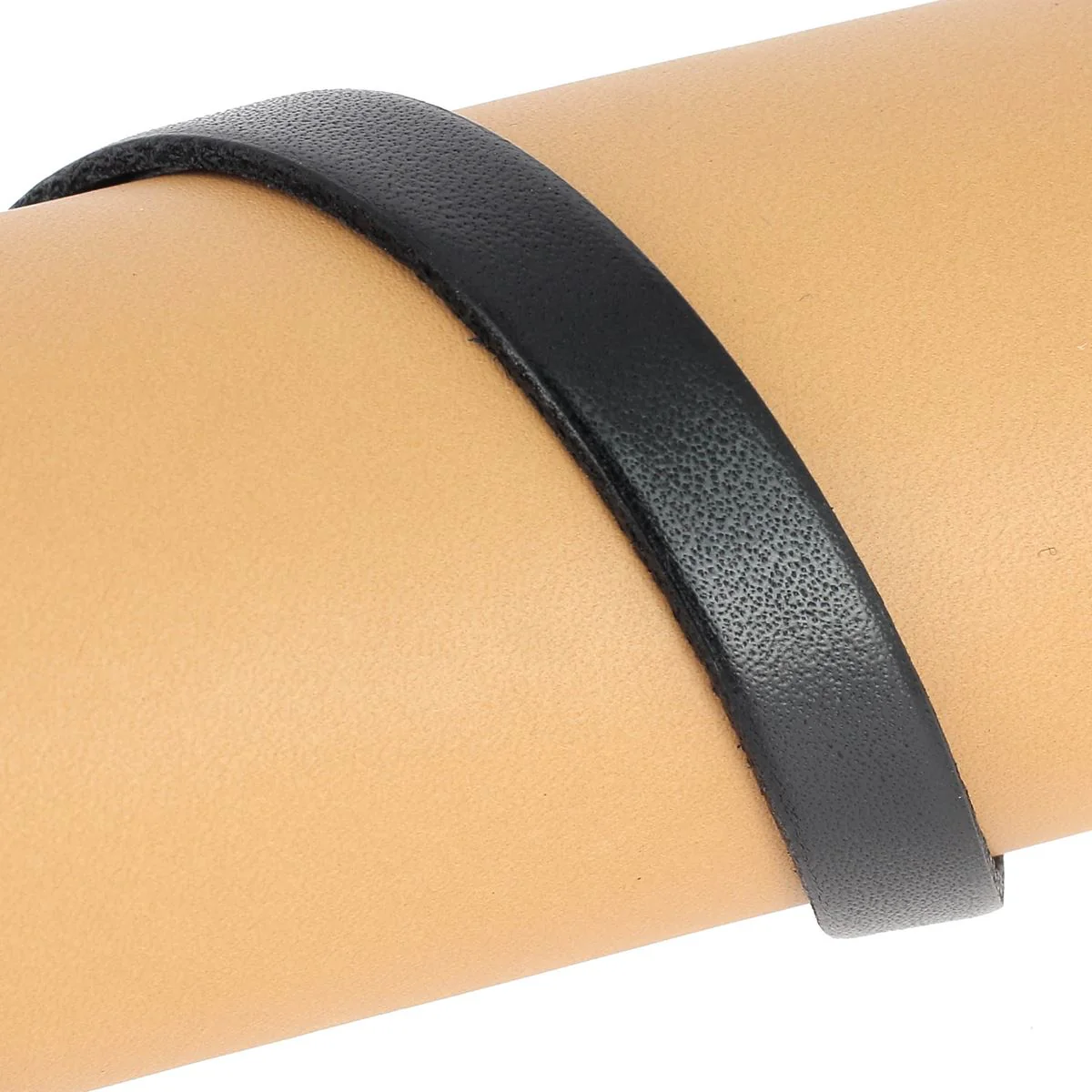 Lacet en cuir plat 10mm tranches noires - Les 10 cm - Image 11