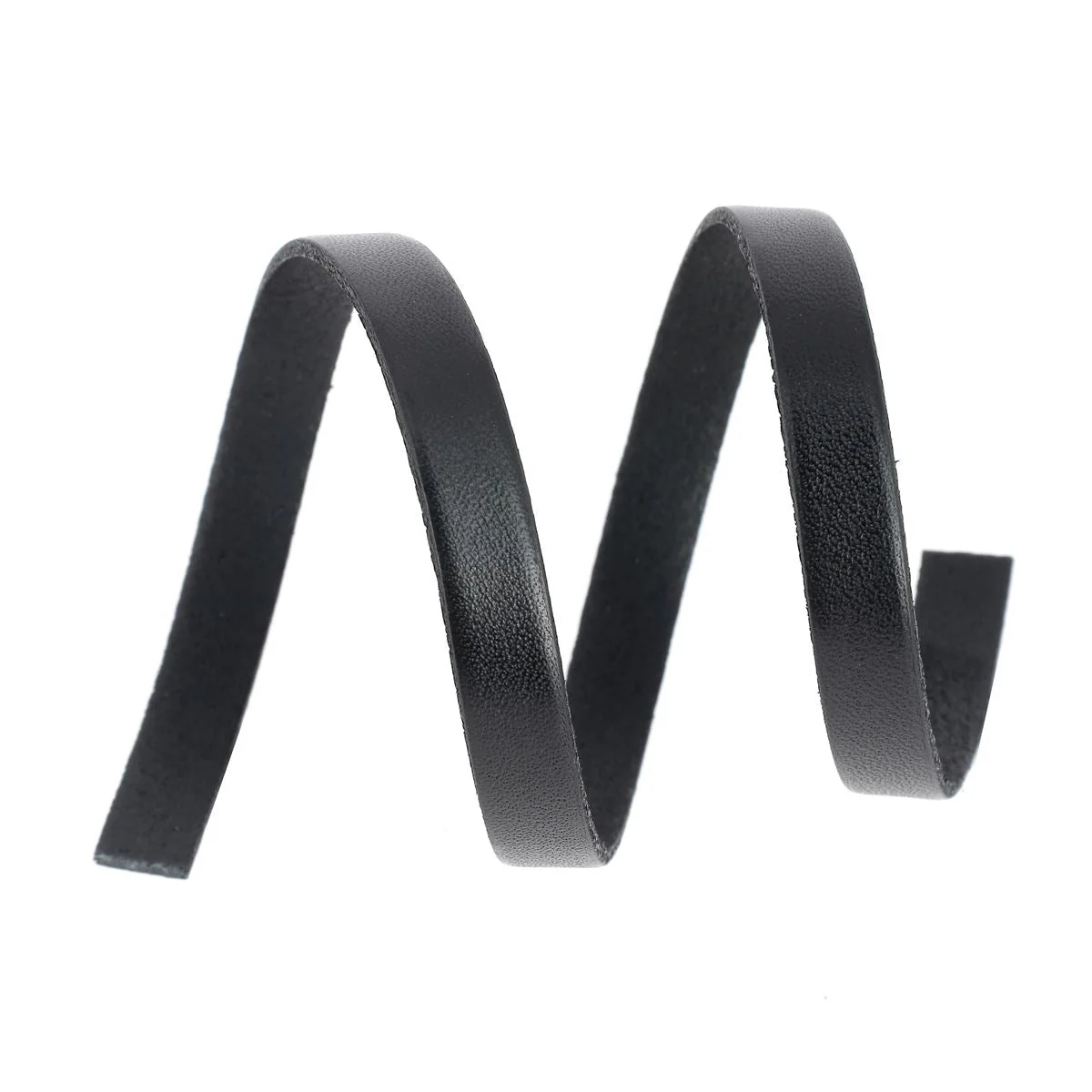 Lacet en cuir plat 10mm tranches noires - Les 10 cm - Image 12