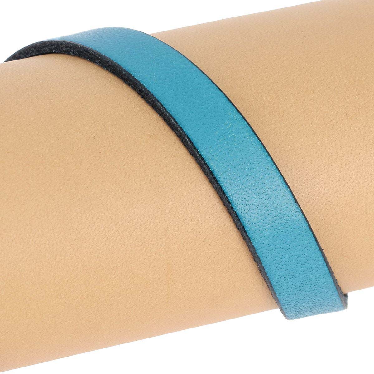 Lacet en cuir plat 10mm tranches noires - Les 10 cm - Image 14
