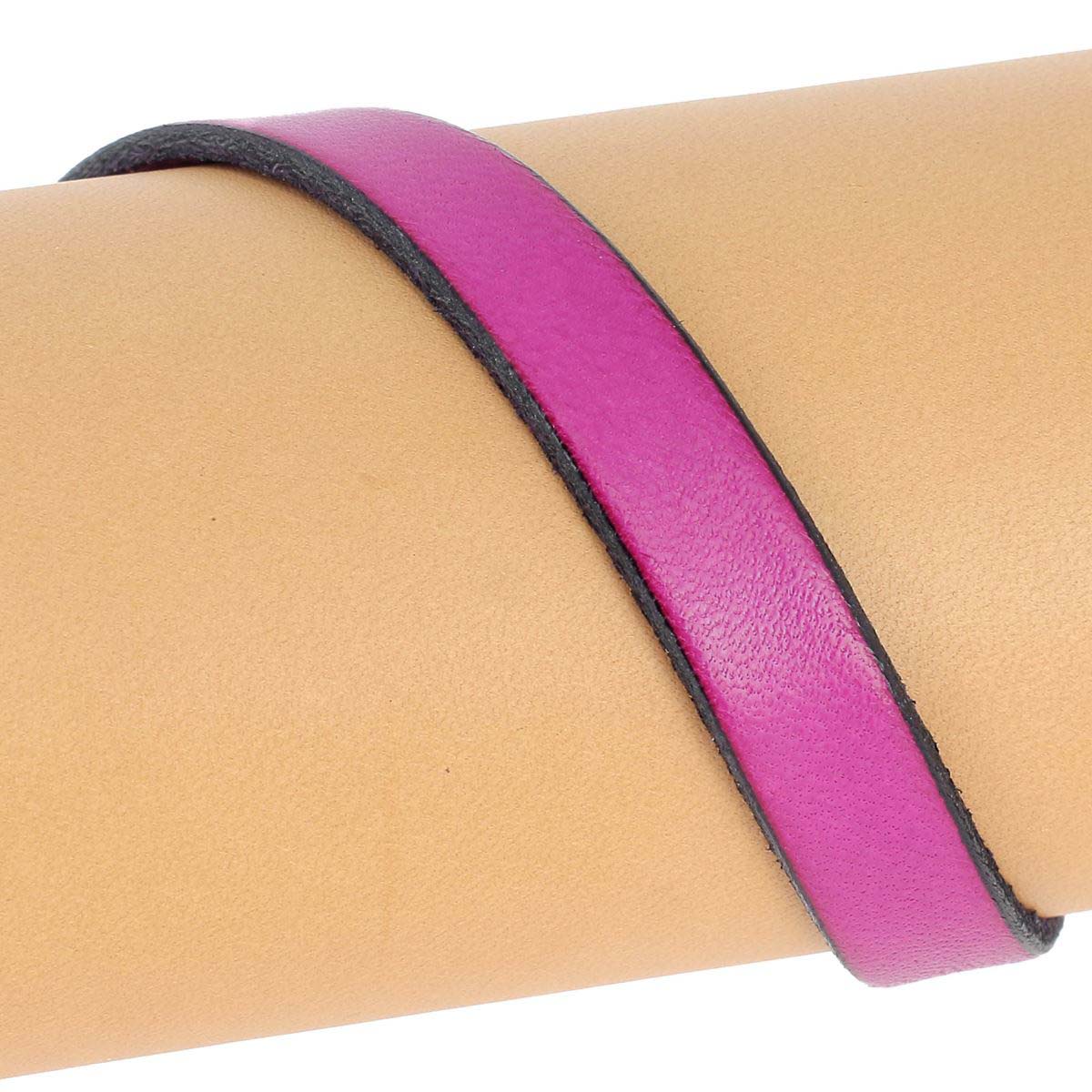 Lacet en cuir plat 10mm tranches noires - Les 10 cm - Image 17