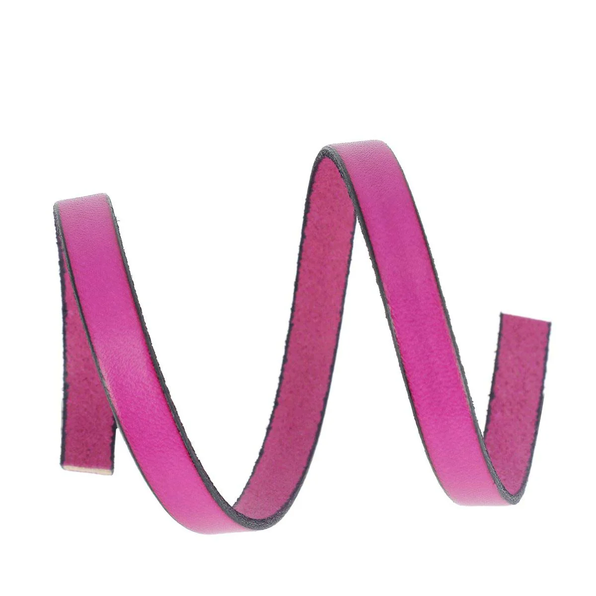 Lacet en cuir plat 10mm tranches noires - Les 10 cm - Image 18