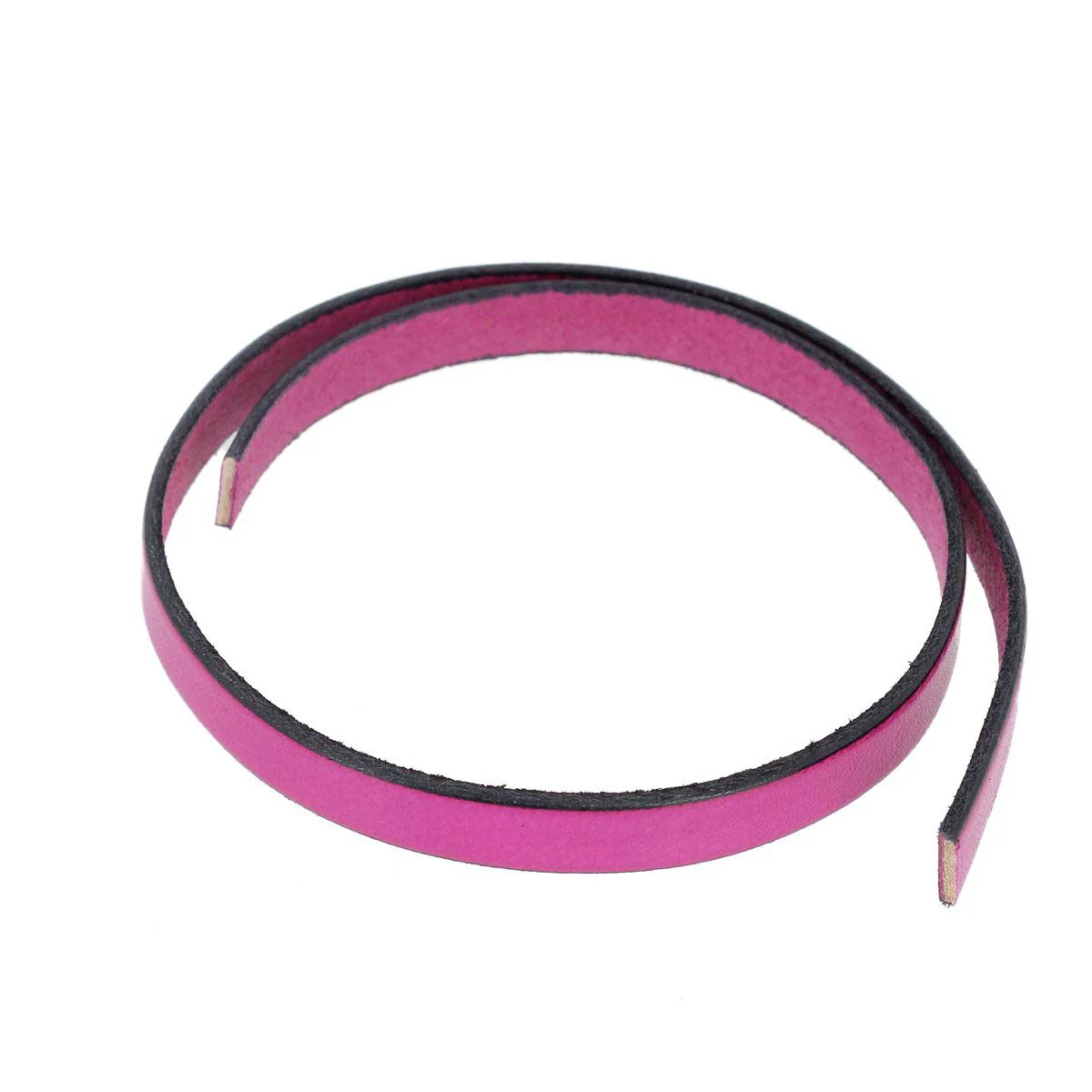 Lacet en cuir plat 10mm tranches noires - Les 10 cm - Image 19