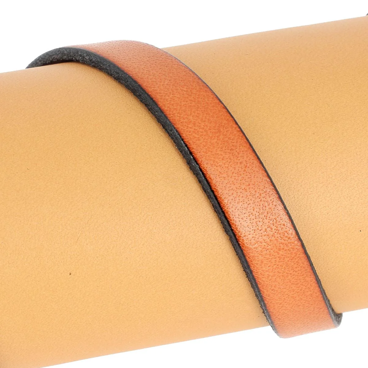 Lacet en cuir plat 10mm tranches noires - Les 10 cm - Image 2