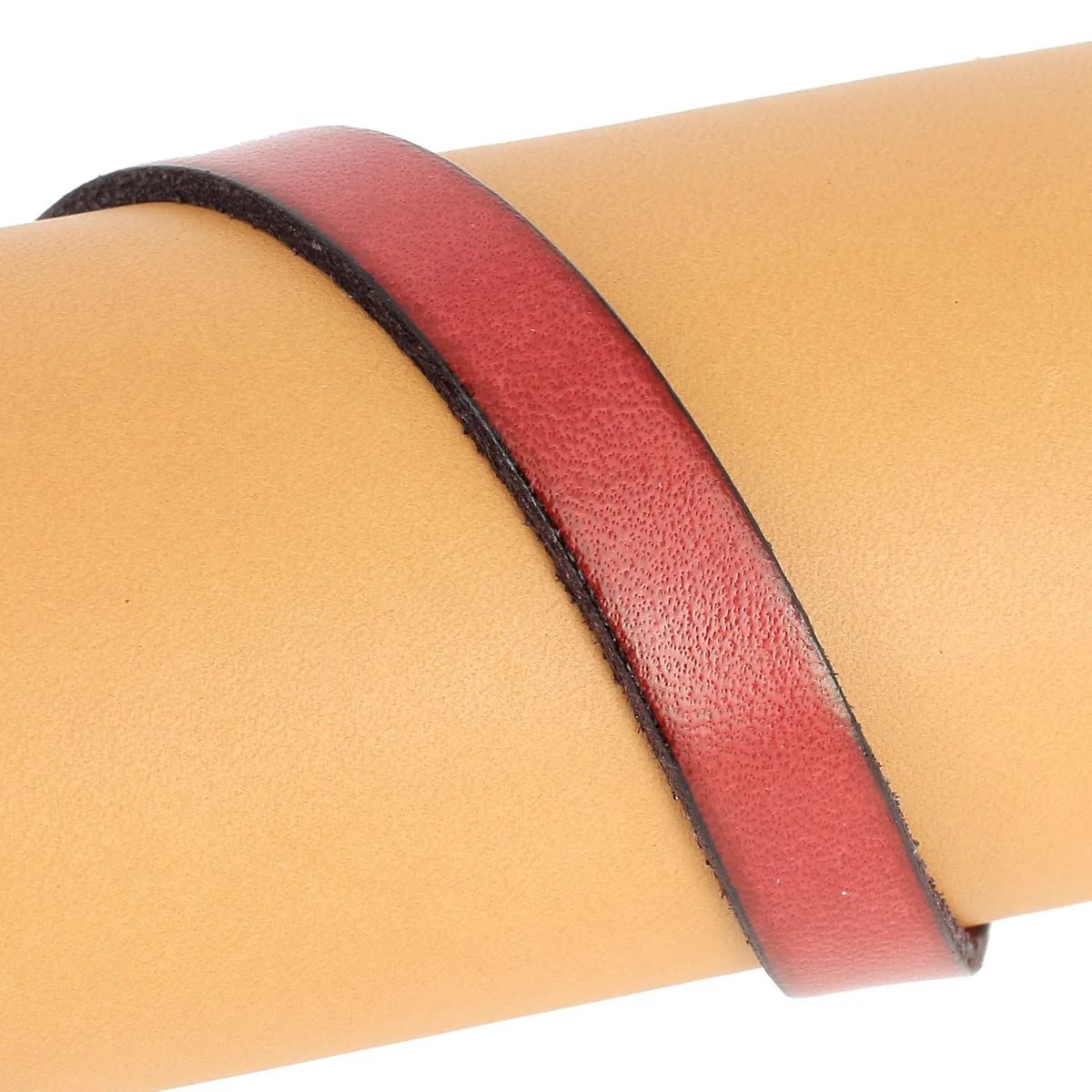 Lacet en cuir plat 10mm tranches noires - Les 10 cm - Image 20