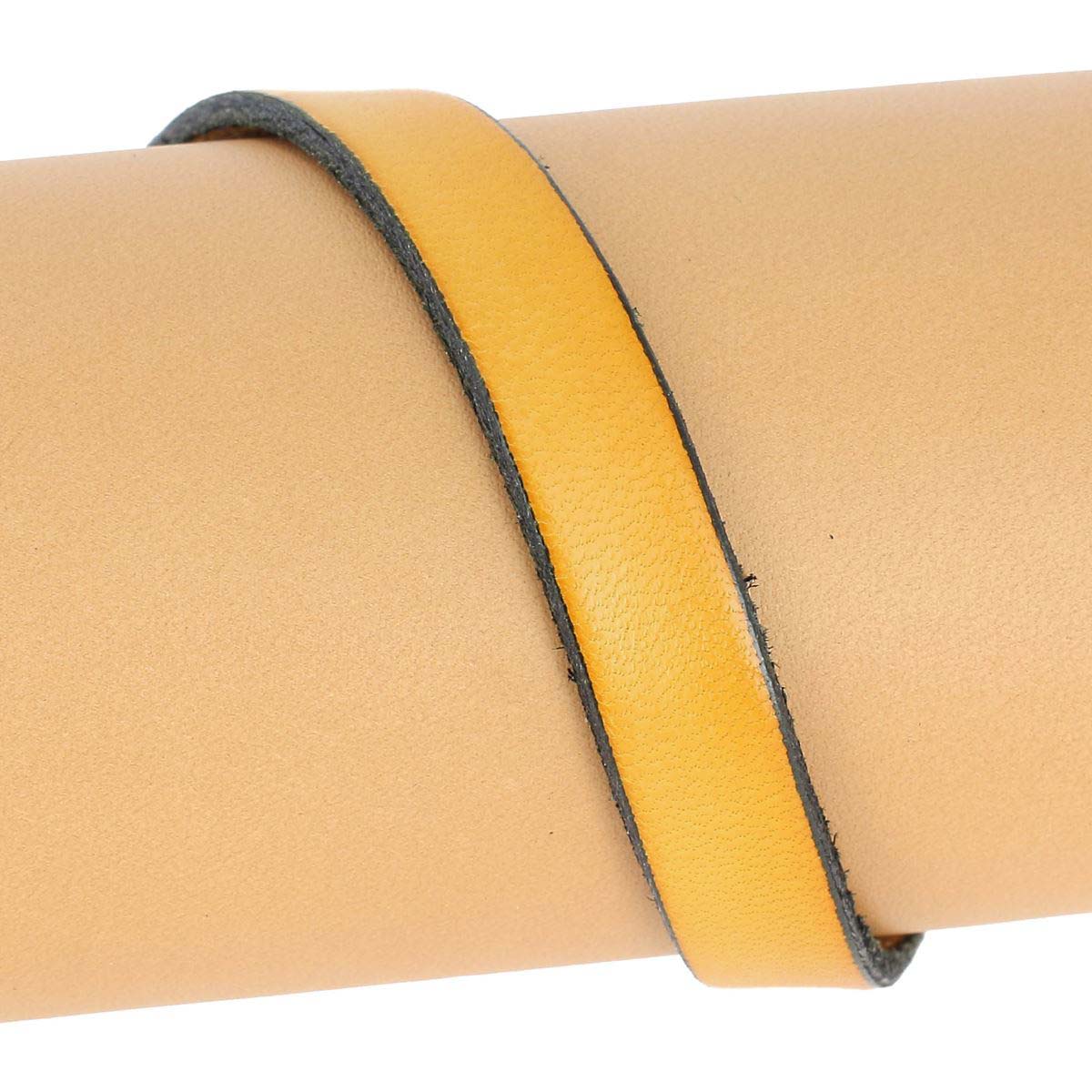 Lacet en cuir plat 10mm tranches noires - Les 10 cm - Image 23