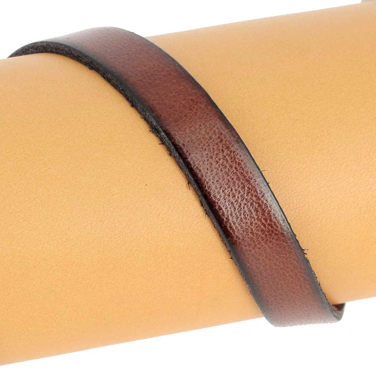 Lacet en cuir plat 10mm tranches noires - Les 10 cm - Image 26