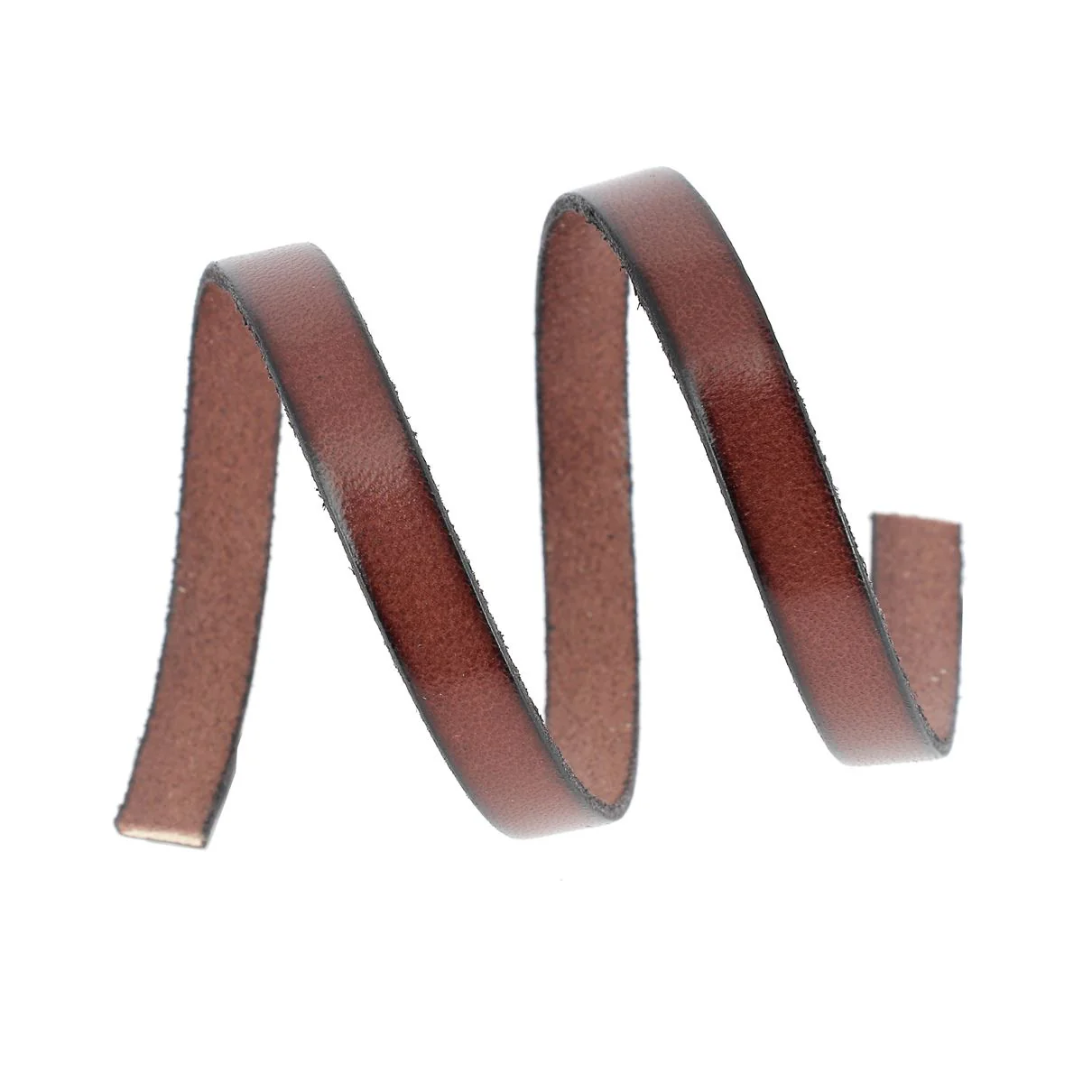 Lacet en cuir plat 10mm tranches noires - Les 10 cm - Image 27