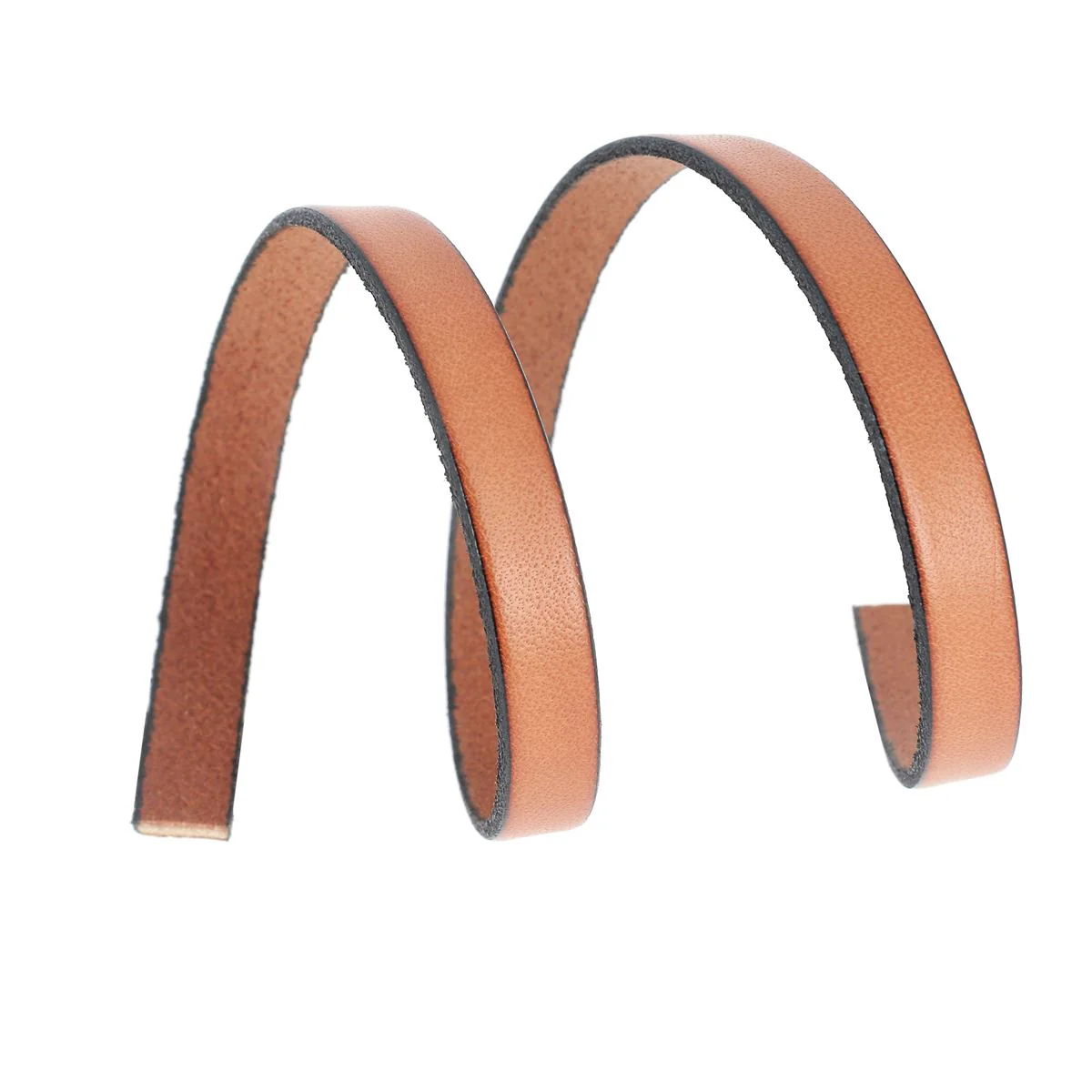 Lacet en cuir plat 10mm tranches noires - Les 10 cm - Image 3