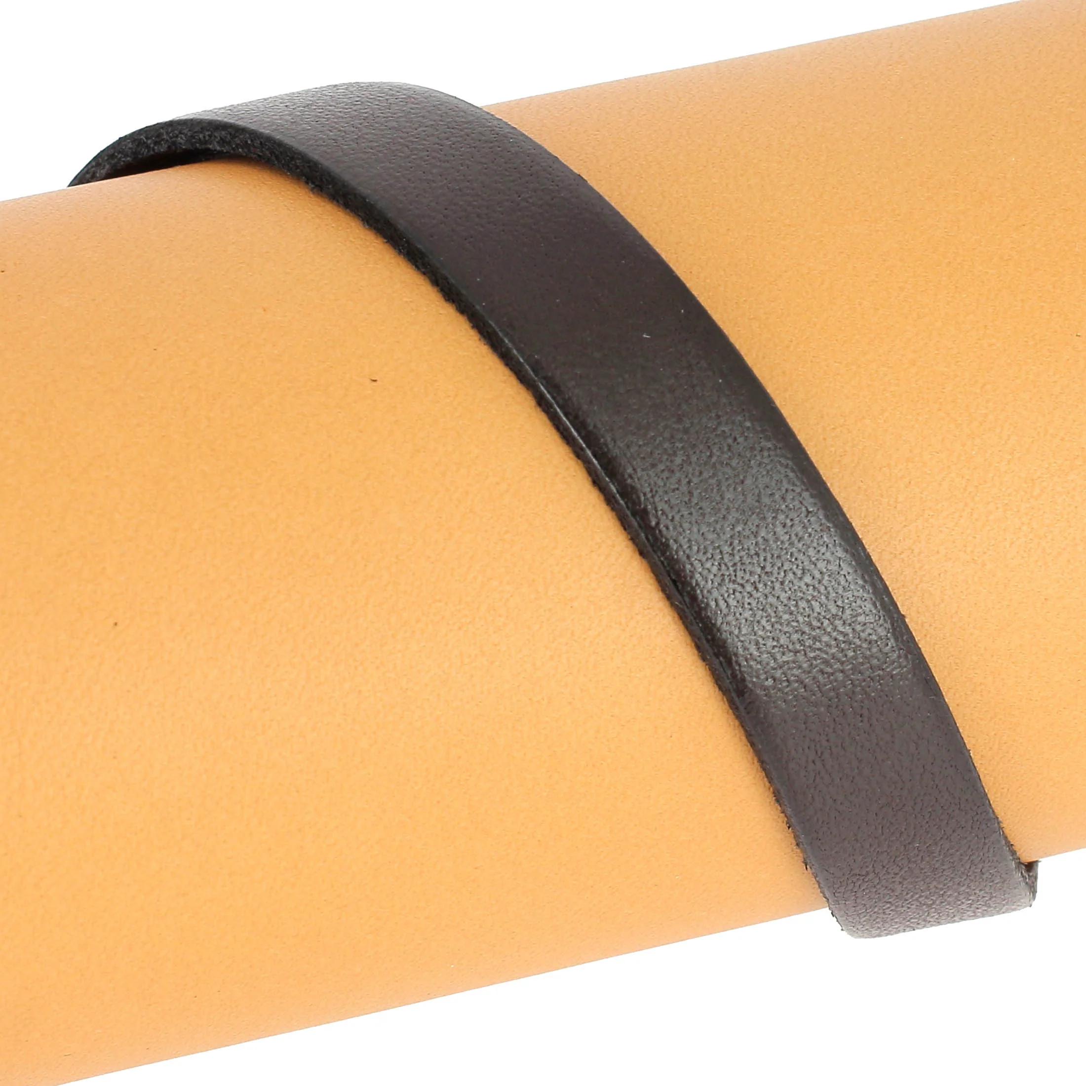 Lacet en cuir plat 10mm tranches noires - Les 10 cm - Image 32