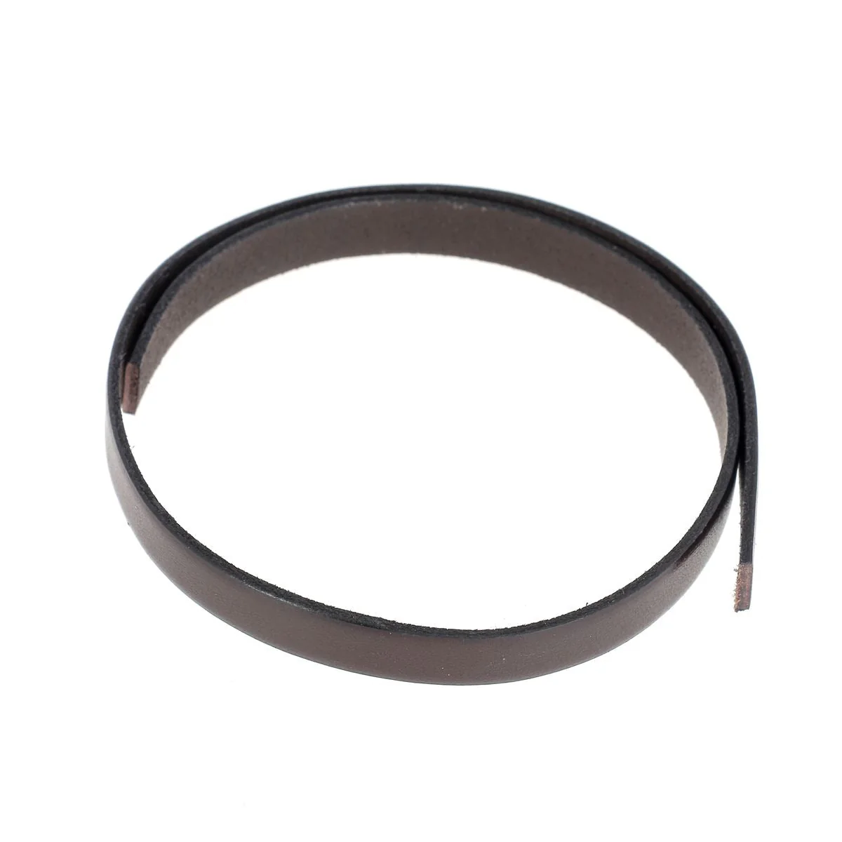 Lacet en cuir plat 10mm tranches noires - Les 10 cm - Image 34