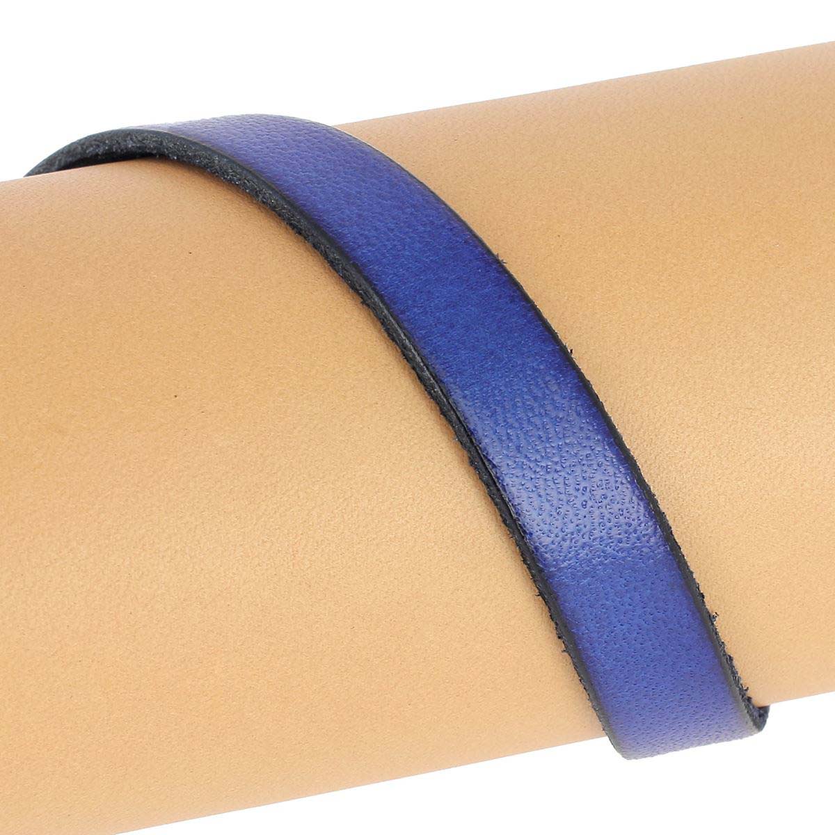 Lacet en cuir plat 10mm tranches noires - Les 10 cm - Image 5