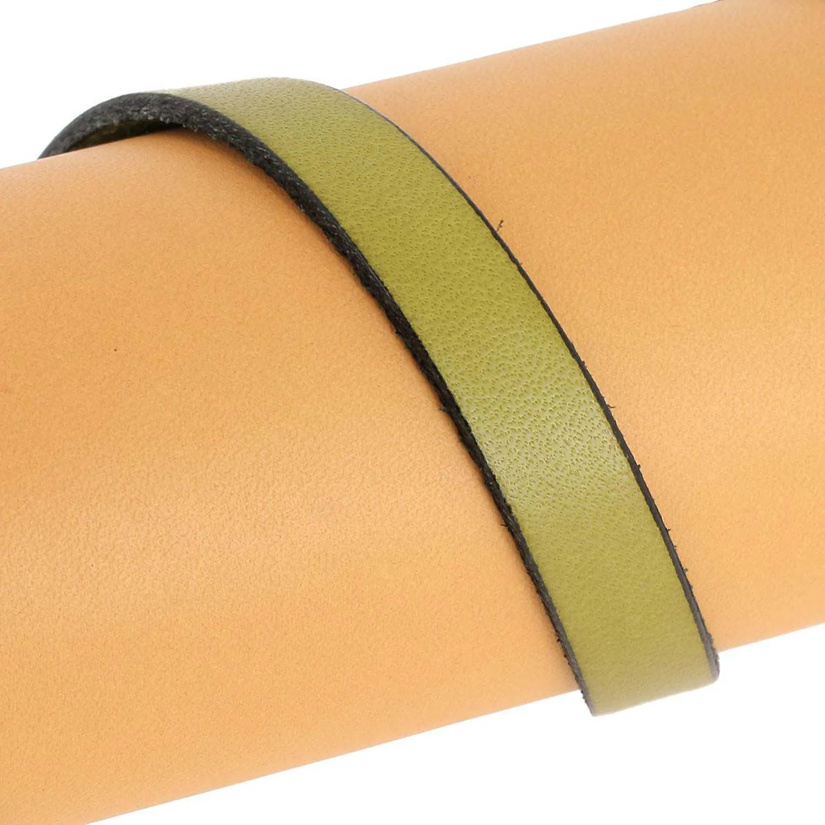 Lacet en cuir plat 10mm tranches noires - Les 10 cm - Image 8