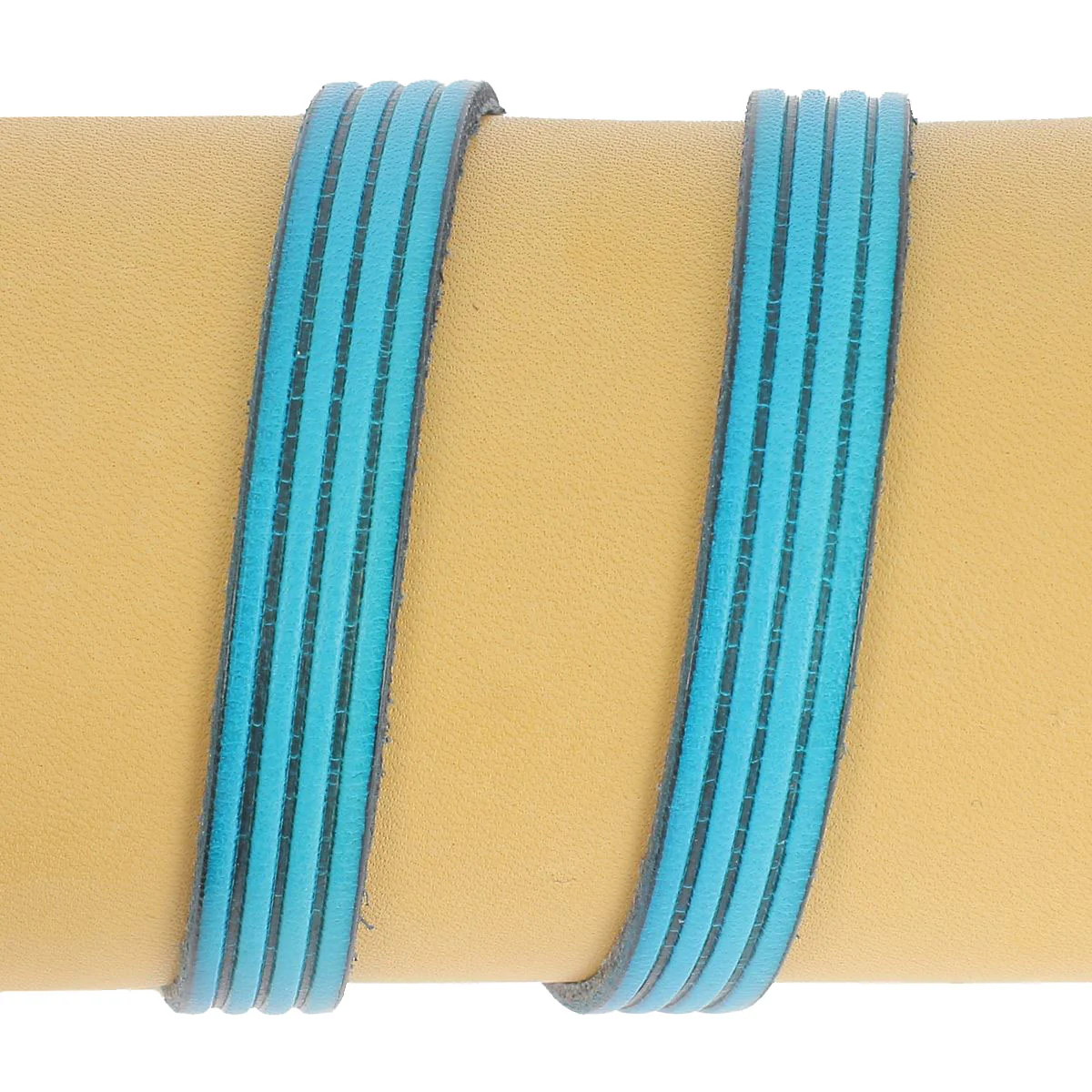 Lacet en cuir plat effet 4 bandes 10mm - Les 10cm - Image 13