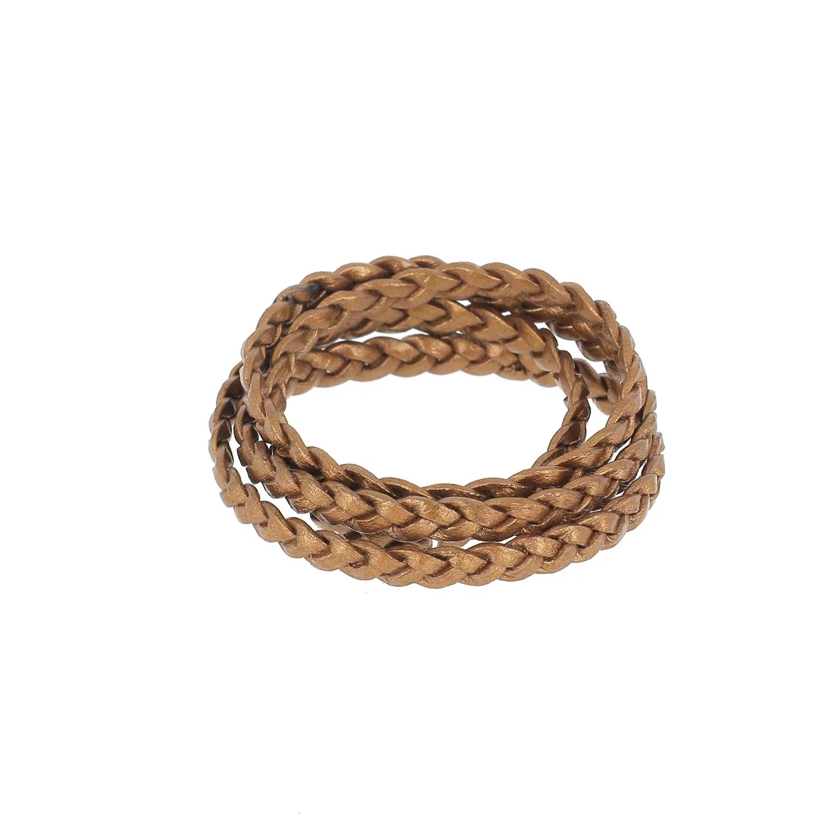 Lacet en cuir pigmenté Plat tressé - BRONZE - Image 5