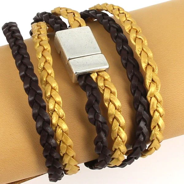Lacet en cuir pigmenté Plat tressé - CHOCOLAT - Image 12