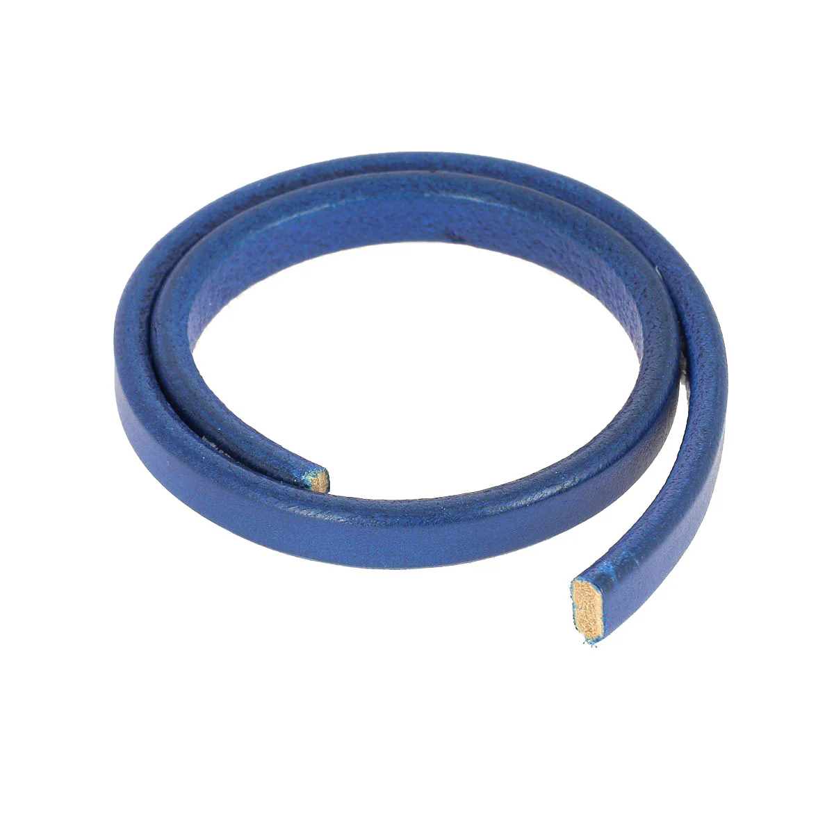 Lacet en cuir Régaliz teinté - 10x4,5mm - Bleu - Les 10cm