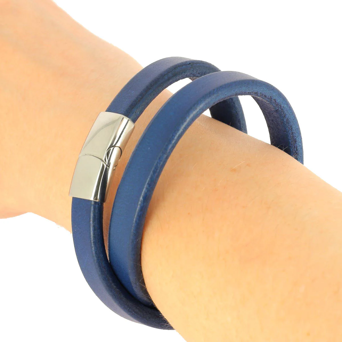Lacet en cuir Régaliz teinté - 10x4,5mm - Bleu - Les 10cm - Image 3