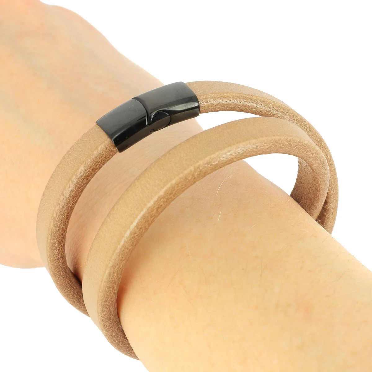 Lacet en cuir Régaliz teinté - 10x4,5mm - Naturel - Les 10cm - Image 2