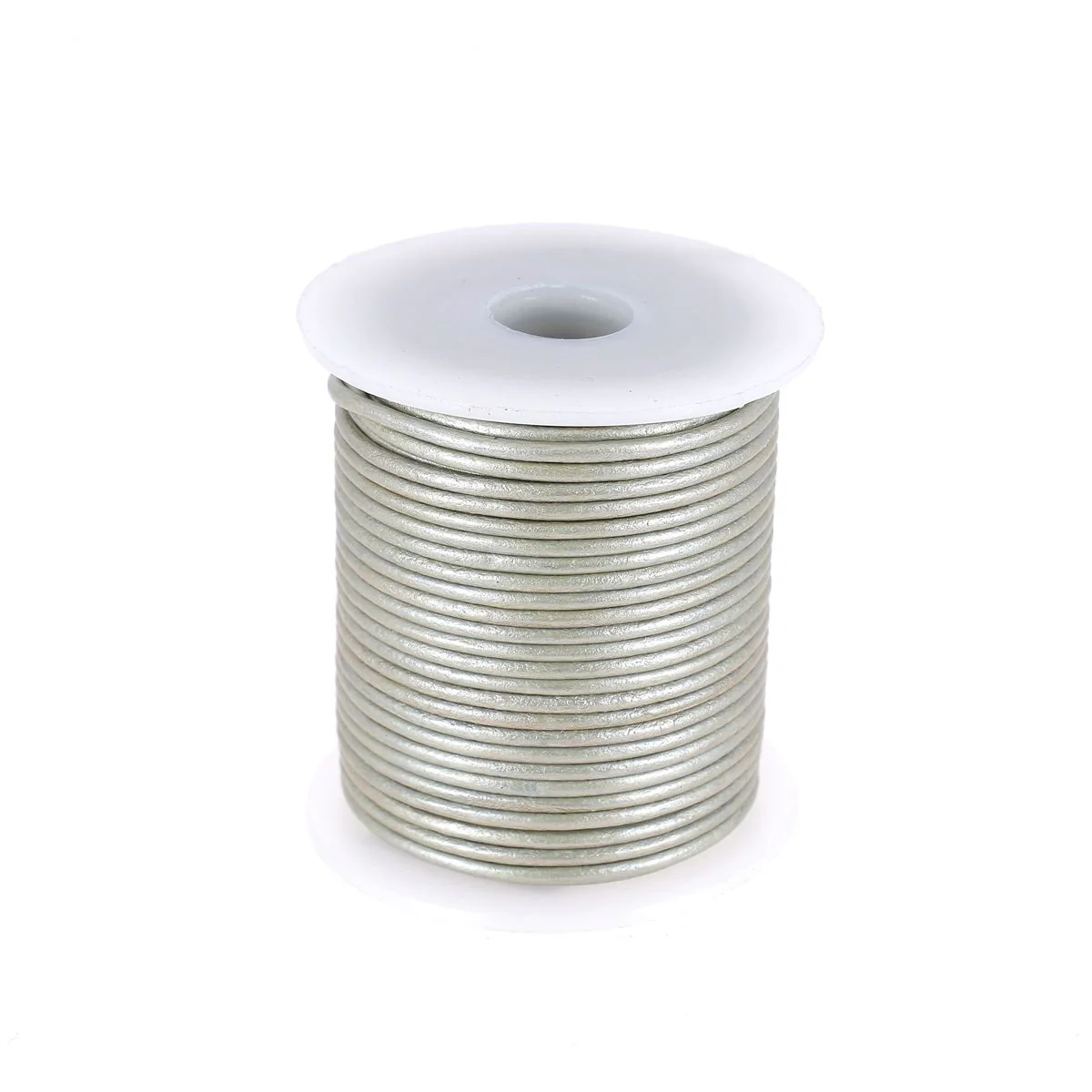 Lacet en cuir Rond - Diamètre 2mm ARGENT 1 mètre de lacet