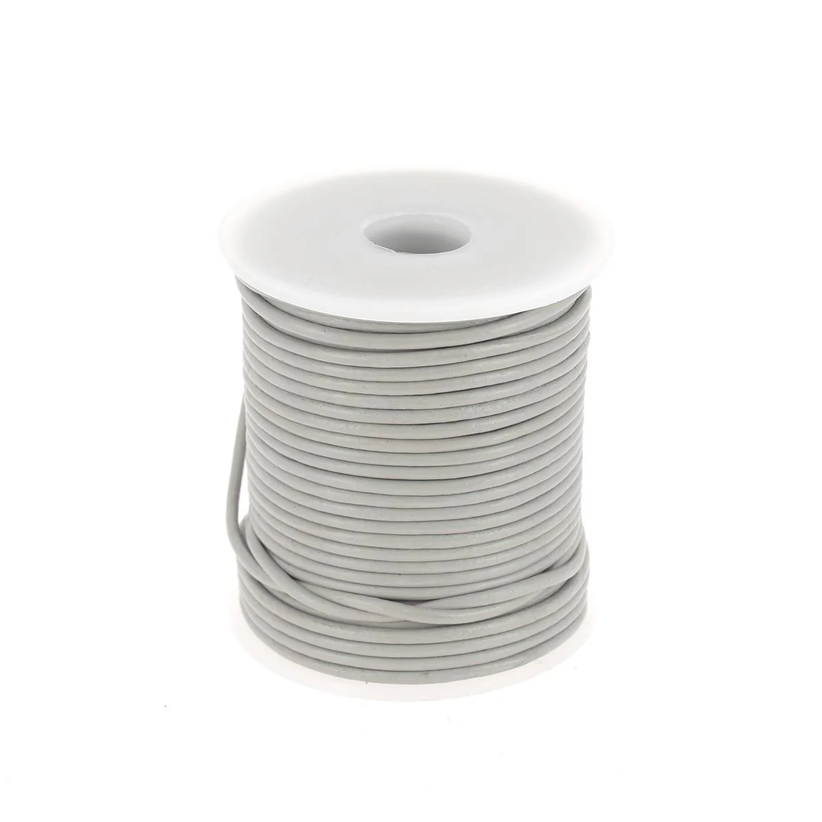 Lacet en cuir Rond - Diamètre 2mm GRIS CLAIR 1 mètre de lacet