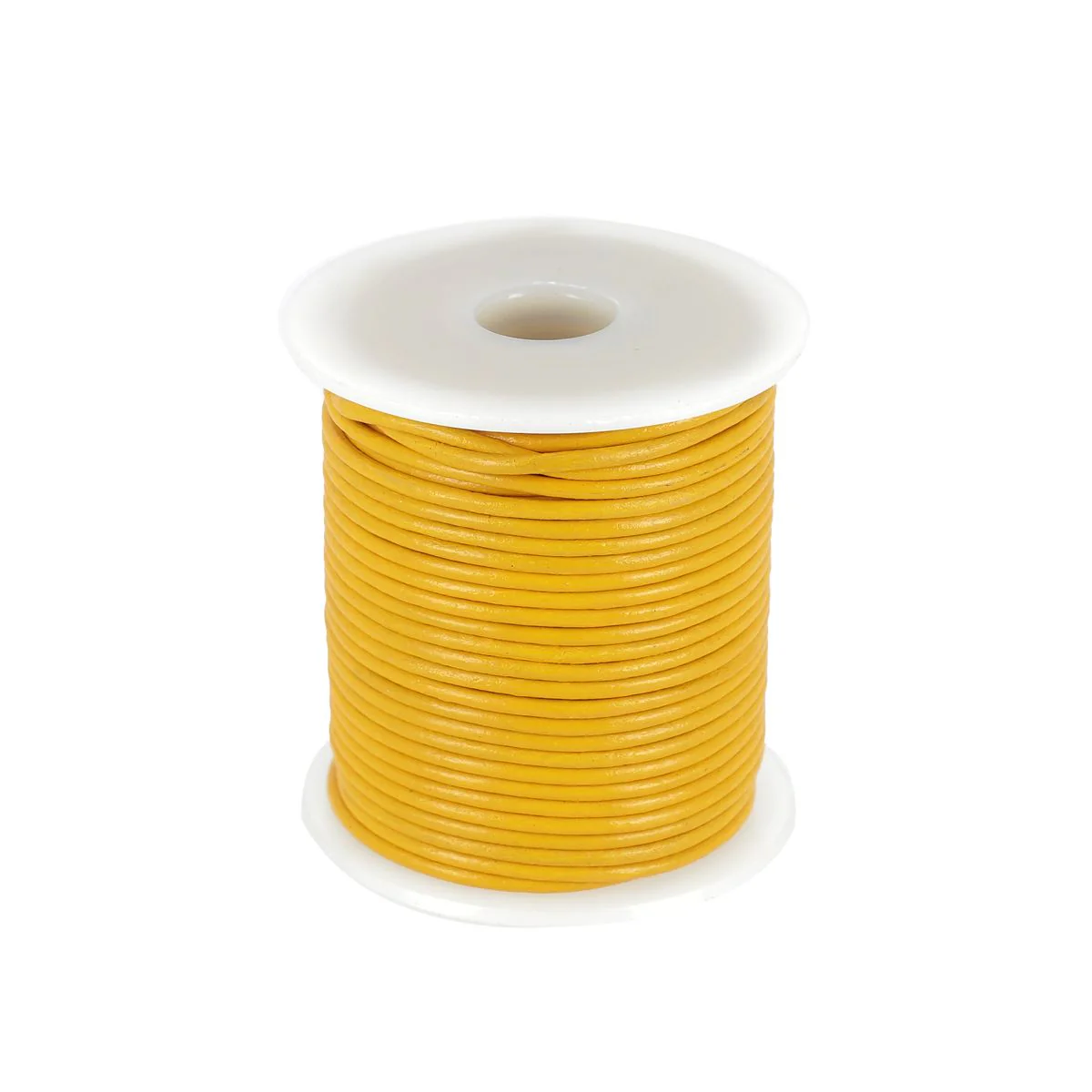 Lacet en cuir Rond - Diamètre 2mm JAUNE 1 mètre de lacet