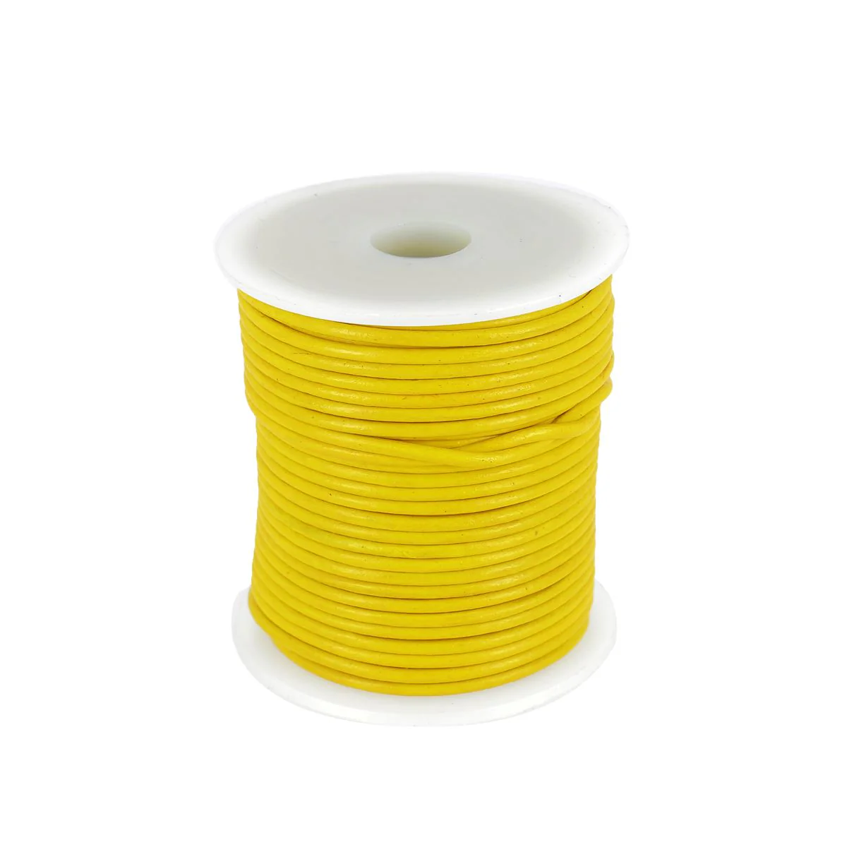 Lacet en cuir Rond - Diamètre 2mm JAUNE CITRON 1 mètre de lacet