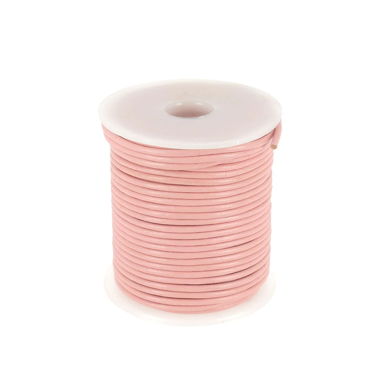 Lacet en cuir Rond - Diamètre 2mm ROSE 1 mètre de lacet