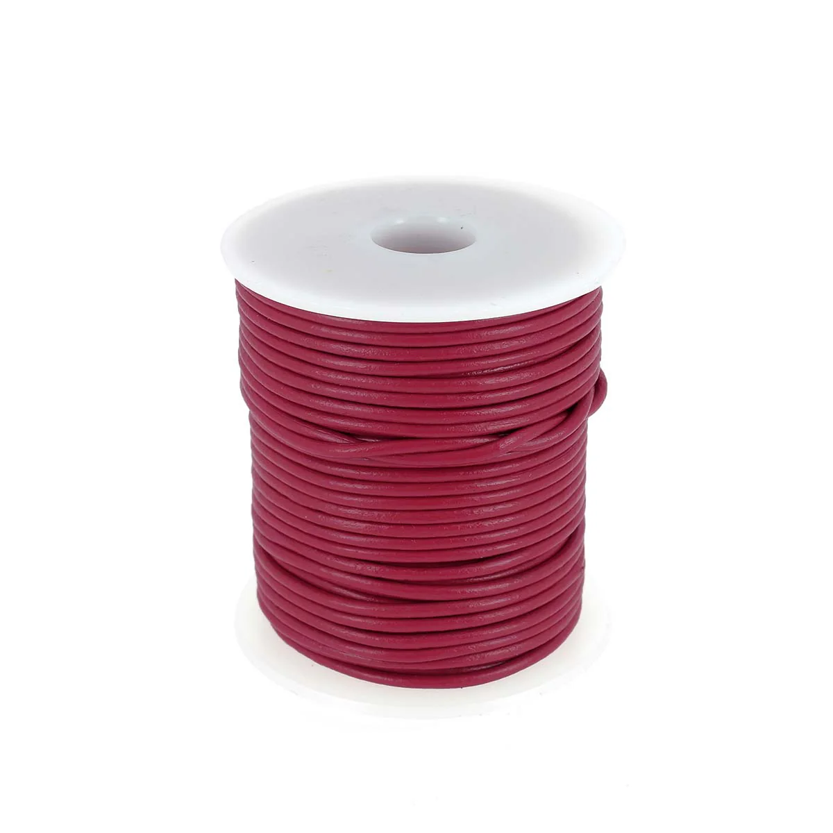 Lacet en cuir Rond - Diamètre 2mm ROSE FUCHSIA 1 mètre de lacet