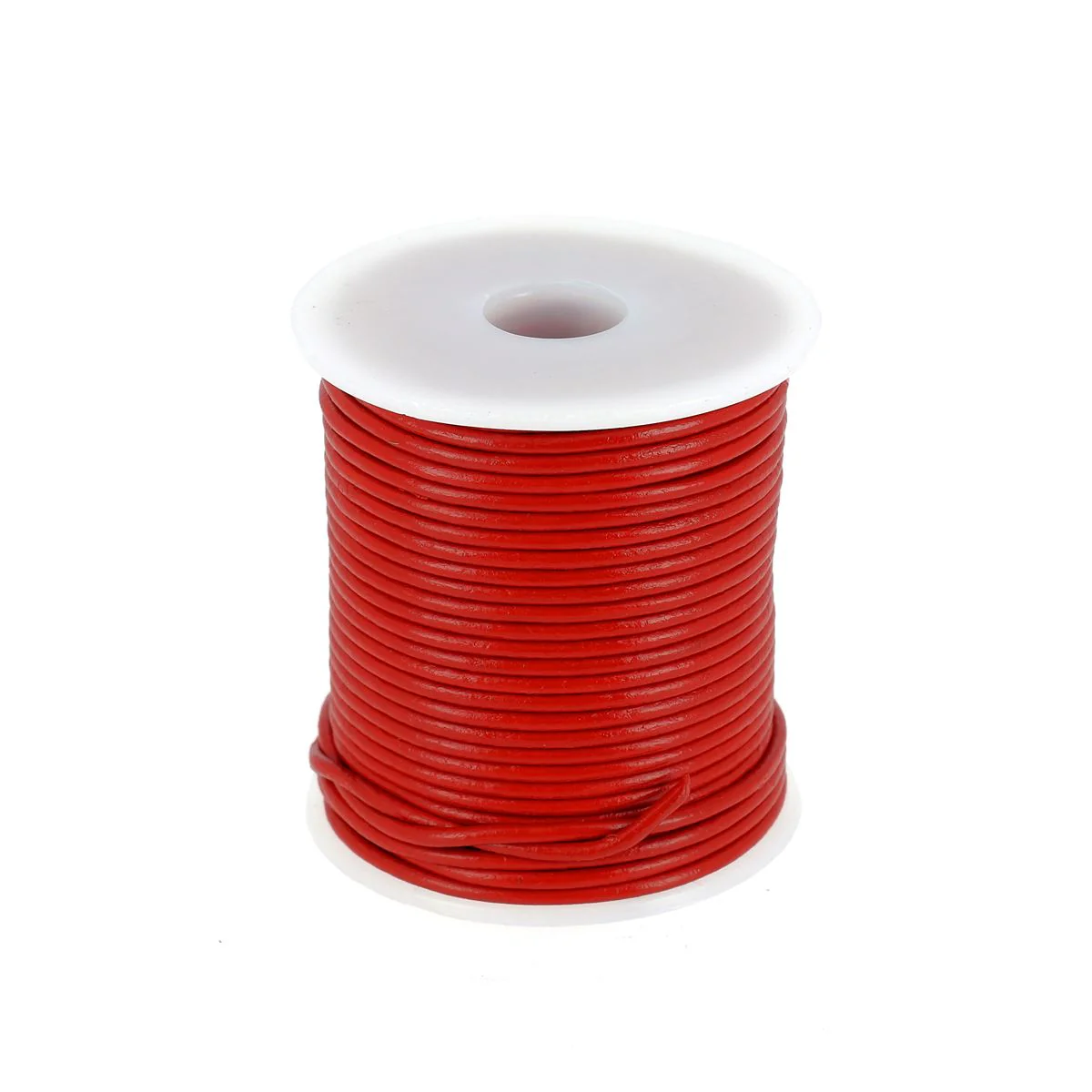 Lacet en cuir Rond - Diamètre 2mm ROUGE 1 mètre de lacet